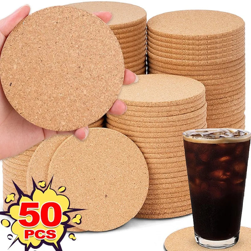coasters liège naturel simples rustiques boissons table decoration beige rustic round