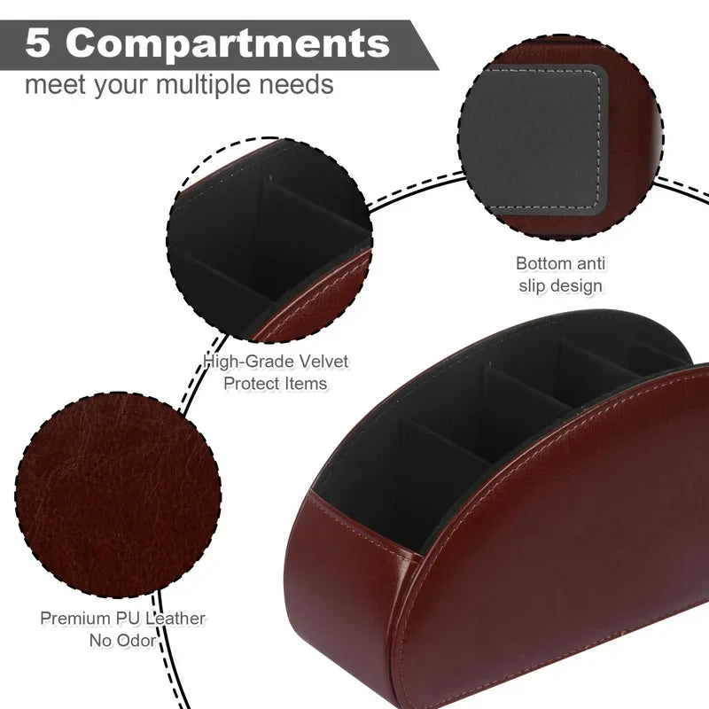 support télécommandes moderne simili cuir noir marron compartiments anti dérapant protection velours