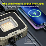 lampe travail urgence aimantée led noire jaune moderne robuste port usb charge sortie