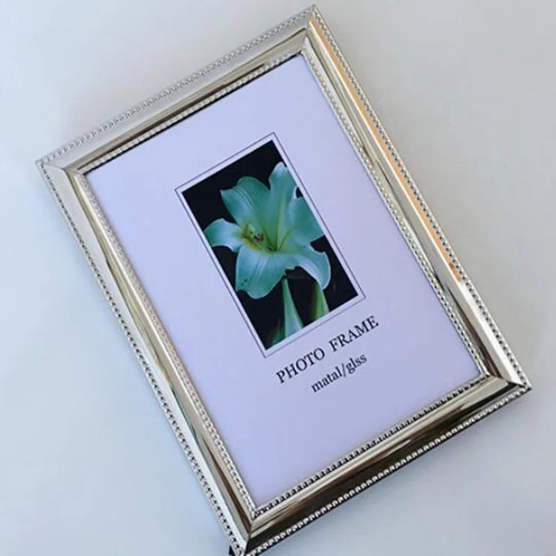 cadre photo rectangle métal argenté relief texturé pouces pouces pouces décoration intérieure classique