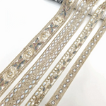 ruban brodé fleurs doré blanc bleu vert rose élégant couture artisanat rideaux franges accessoire