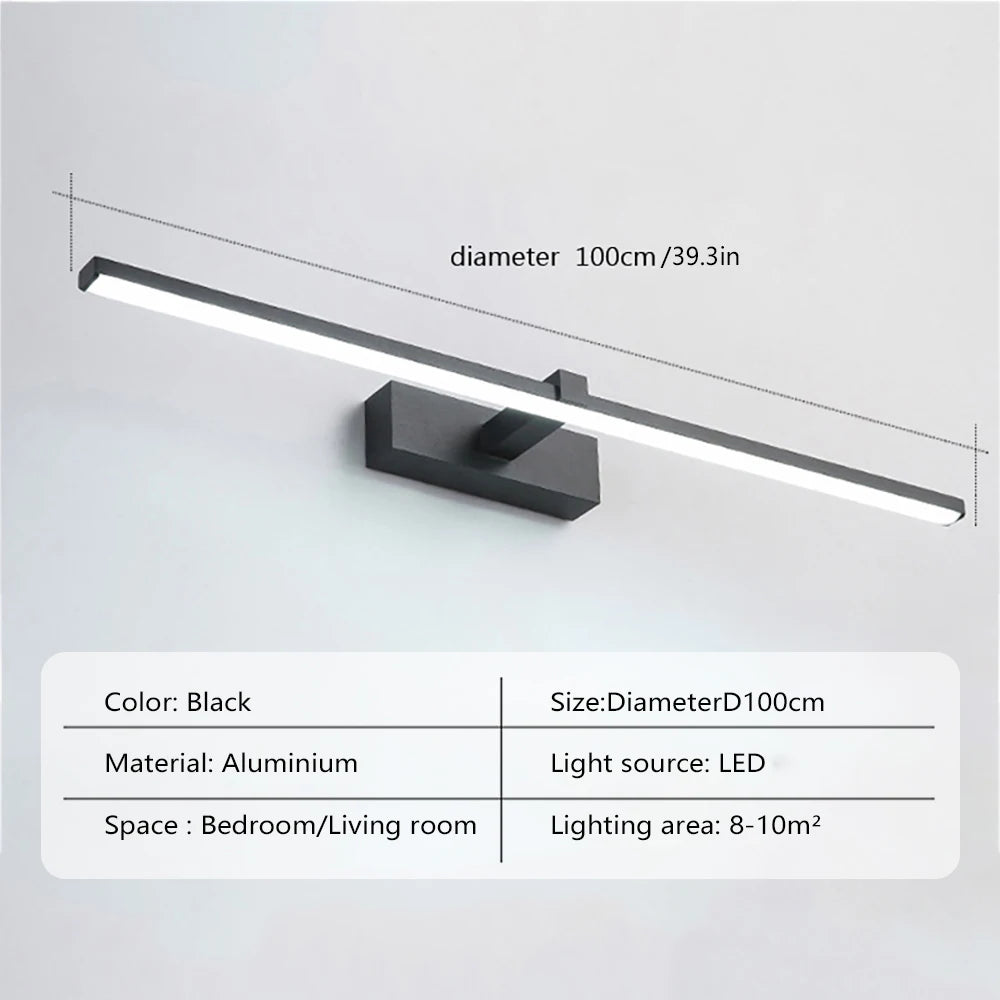 applique murale led moderne noire fixée 100cm 90260v 20 lumières chambre salon cuisine