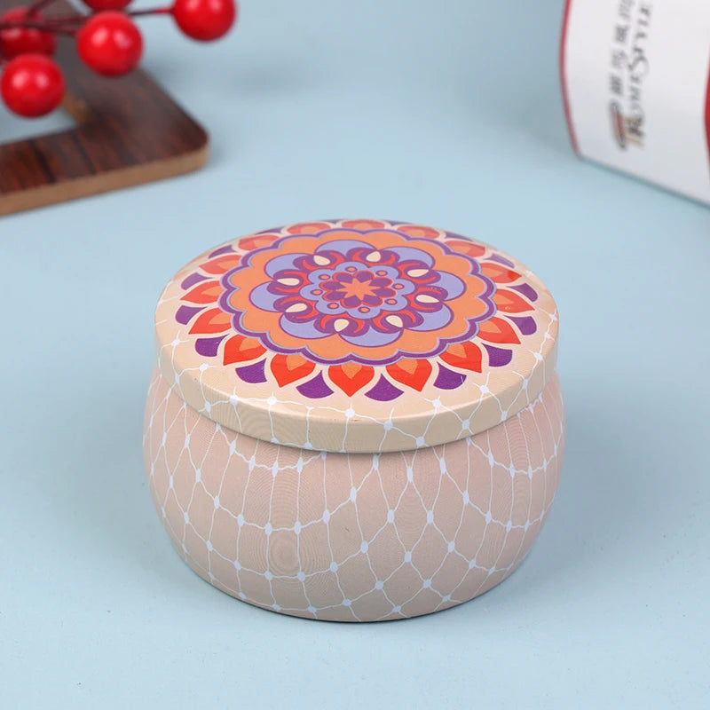 boîte ronde rangement cosmétique décorative motif floral boho chic pot stockage bijoux maquillage