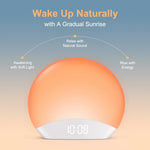lampe ambiance graduel lever soleil affichage numerique son apaisant controle luminosite snooze stereo 5w