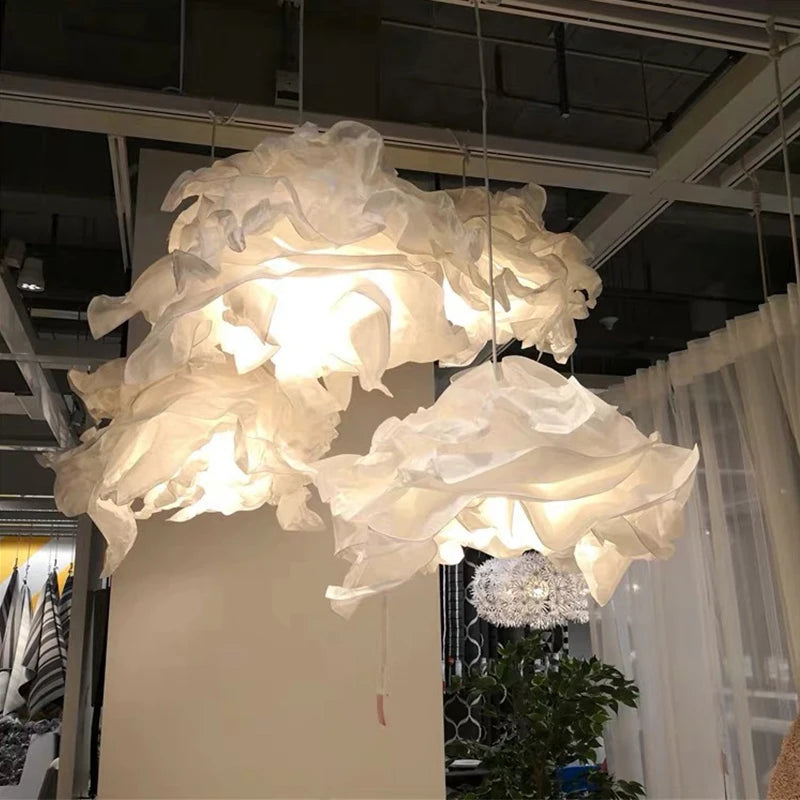 abat jour nuage blanc moderne suspension décoration chambre semi transparent