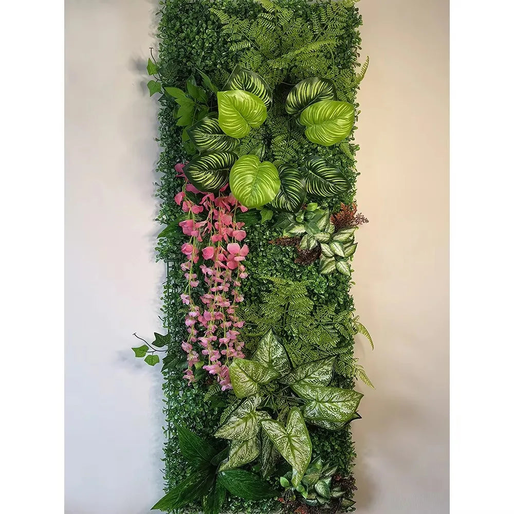 panneau végétal murale plante artificielle feuilles vertes fruits décor jardin extérieur intérieur naturel