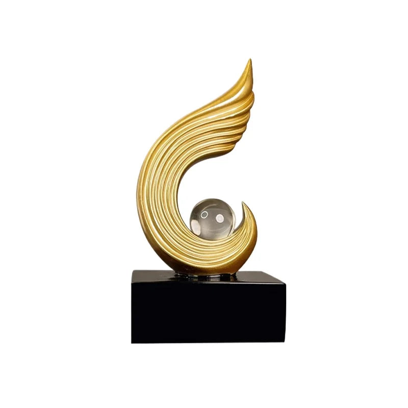 statuettes décoratives modernes or blanc noir spirale sphère transparente minimaliste sculptural