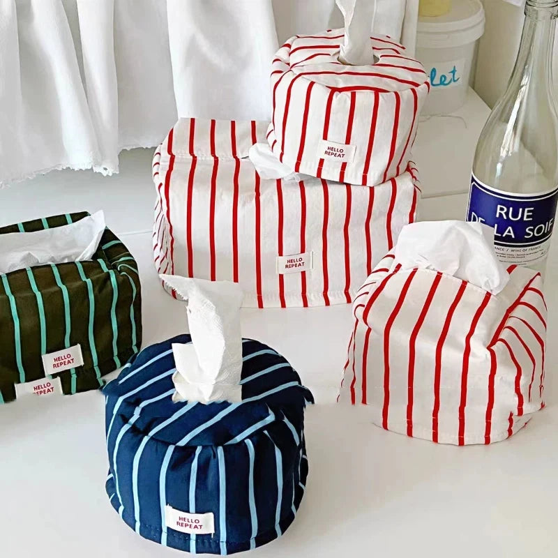 boîtes mouchoirs rayées moderne tissu amovible blanc rouge vert bleu mouchoirs blancs minimaliste salon