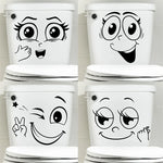 sticker autocollant toilette visage souriant dessin animé simple pvc noir inclusion chambre bains décoration