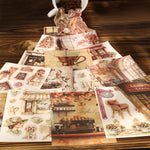 sticker autocollant livre vintage illustration personne animal floral 90x125mm scrapbooking album journal intime
