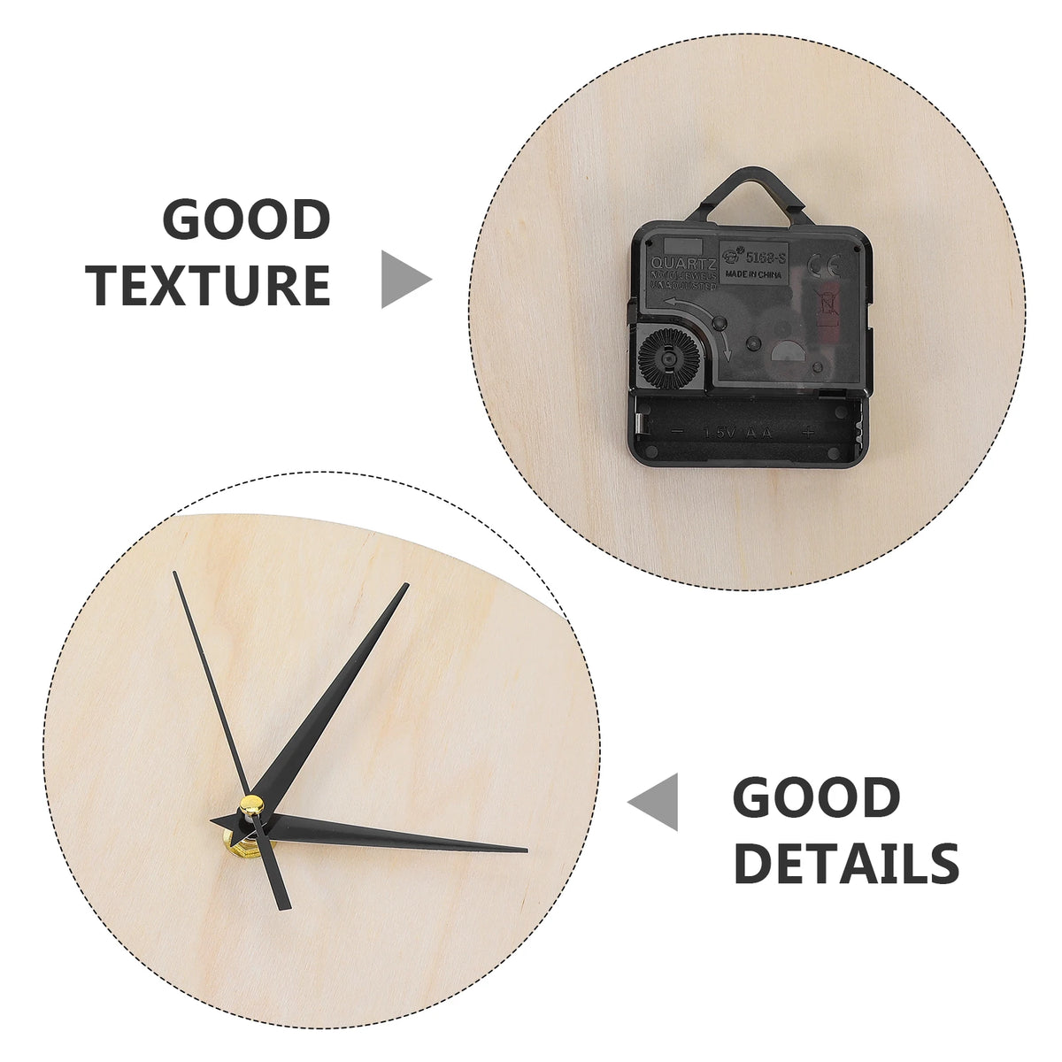 horloge murale bois naturelle moderne cadran blanc aiguilles noires diamètre 25cm peinture diy