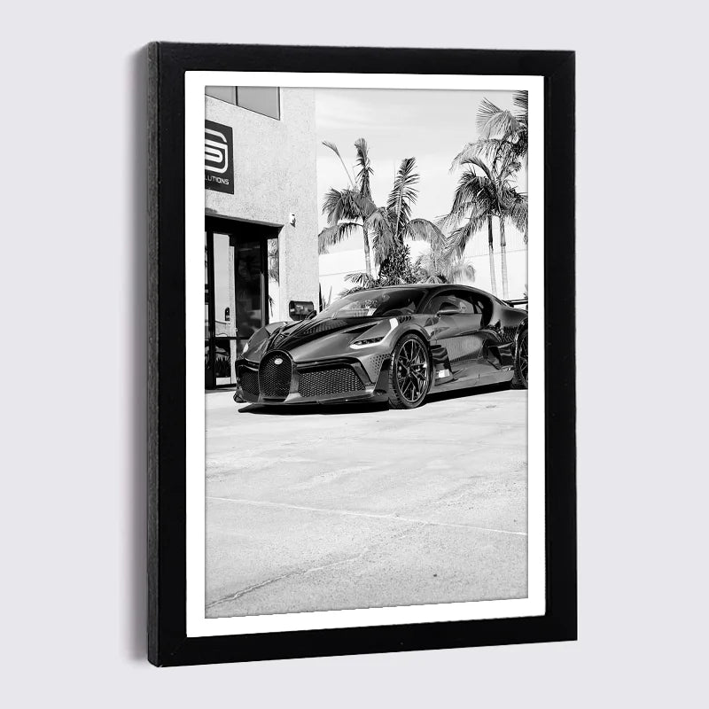 Cadre photo noir et blanc nordique avec affiche rue