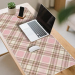 tapis souris carreaux écossais rose clair moderne polyester antislip gaming