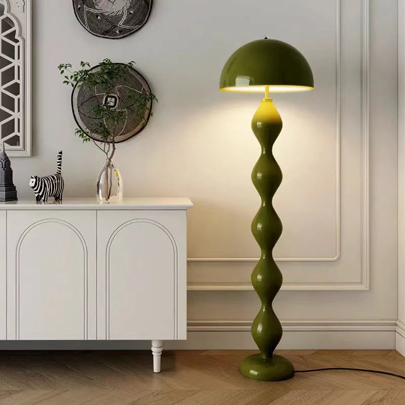 lampe sol moderne spirale vert olive bleu marine rouge abat jour fer abs pvc