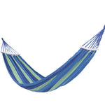 Hamac rouge rayures horizontales anneaux métalliques polyester simple extérieur camping