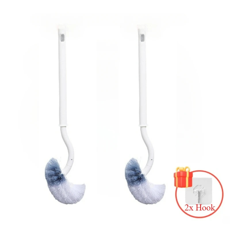 brosse wc souple forme long manche 360 blanc gris moderne sans coin mort respectueux