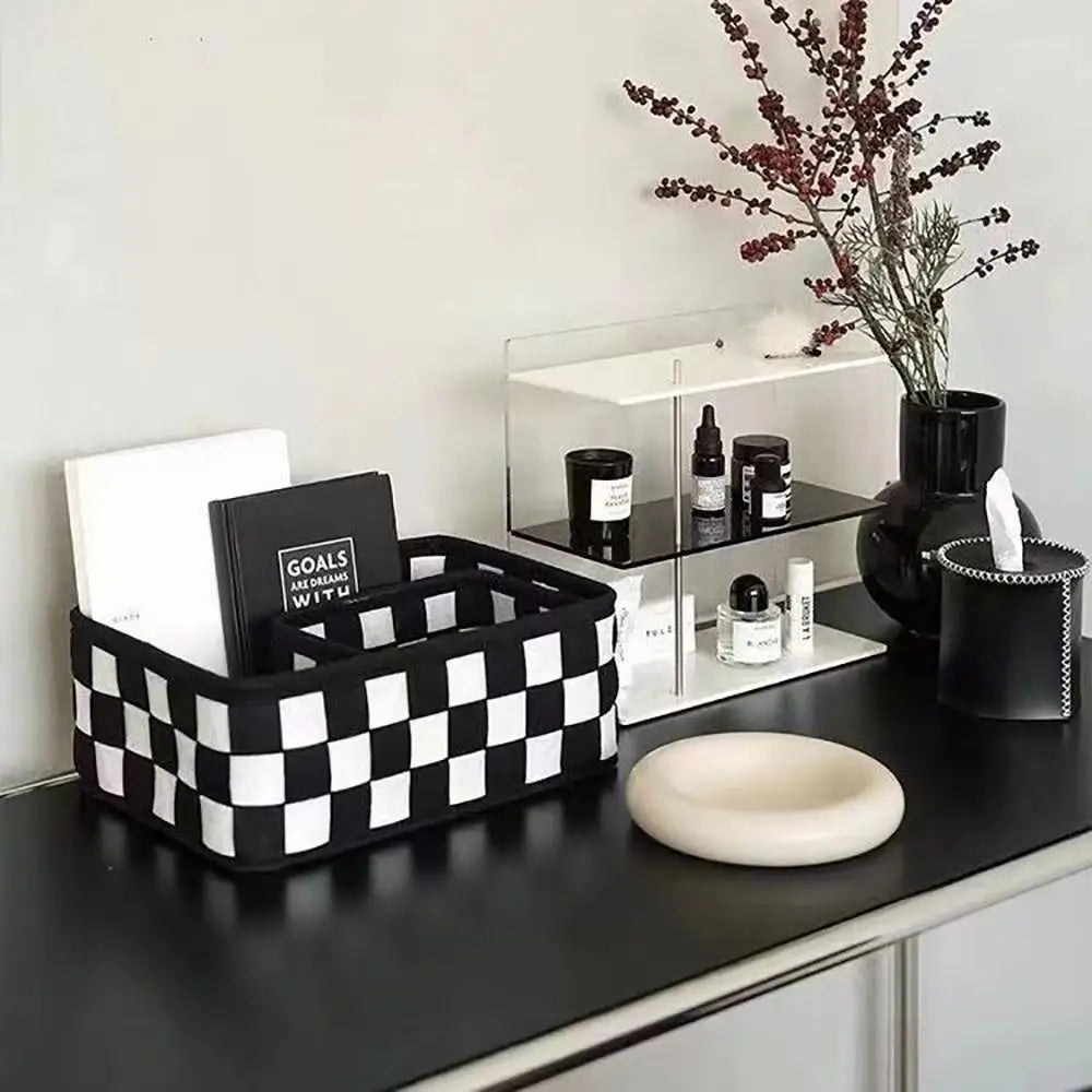 boîtes rangement carreaux noir blanc pliables modernes minimalistes bureaux multifonctions