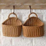 paniers rangement rotin marron clair tressage régulier rustique maison cuisine