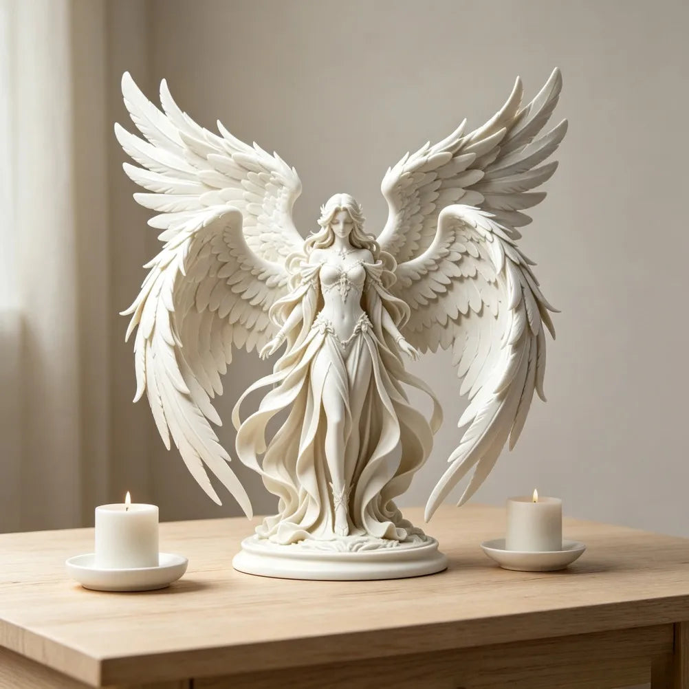statue ange blanc détails plumes classique décoration intérieure saint valentin mariage anniversaire noël cérémonie