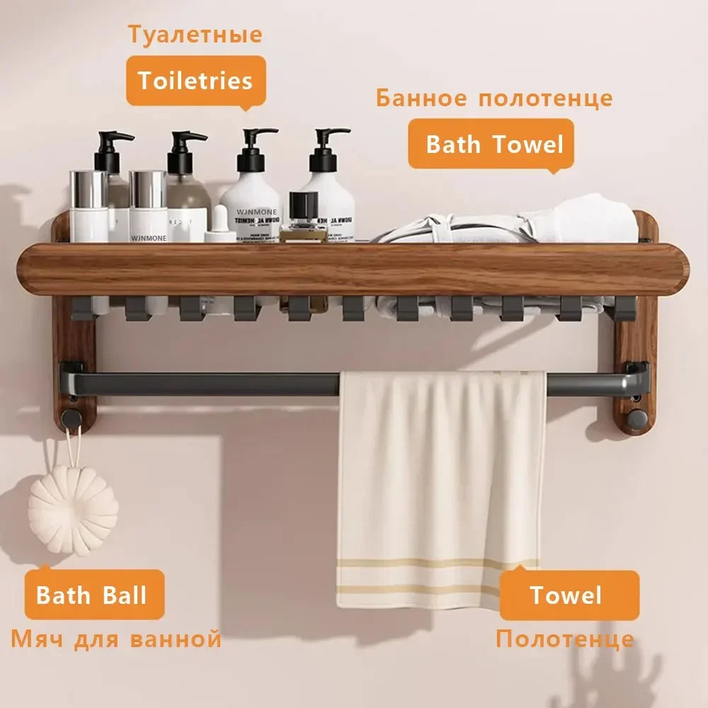 porte serviettes mural noir serviettes bain brosse dents étagère rangement moderne fixations vis 60cm