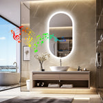 miroir lumineux moderne bluetooth éclairé anti buée date heure marbré blanc beige