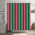 rideau douche moderne vert foncé rose rayures opacité imperméable tapis bain décoration chambre anneaux