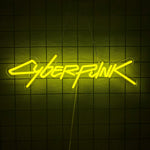 néon lumineux cyberpunk game zone texte abstrait vert bleu jaune rose violet moderne