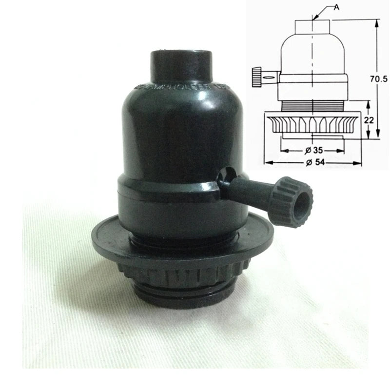 socle lampe moderne bakélite noir interrupteur chaîne cloche dorée ul certification đèn