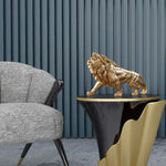 statue lion dorée résine décorative classique brillance maison salon 37x18x9cm