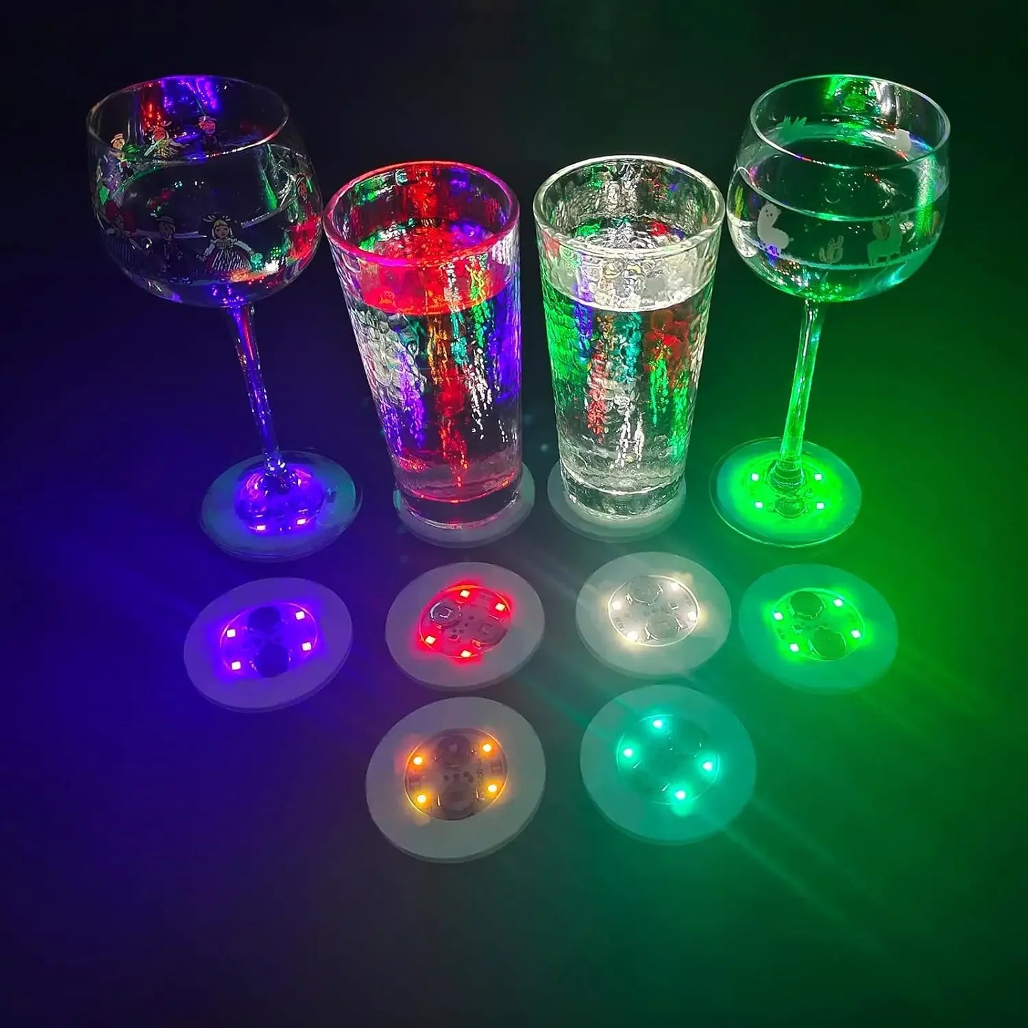 Sous-verre lumineux LED multicolore sous verre à vin