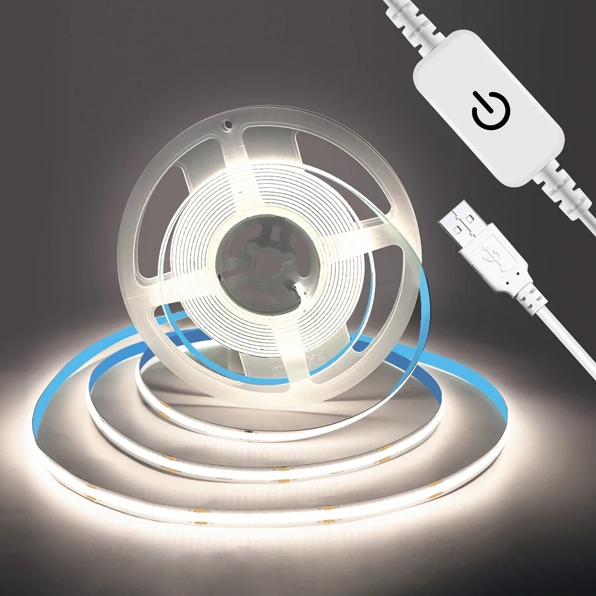 ruban led flexible blanc adhésif lisse moderne interrupteur tactile intensité variable 50000 heures 6000k