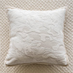 housse coussin carrée jacquard motif floral vert beige gris décoration salon chambre moderne chic