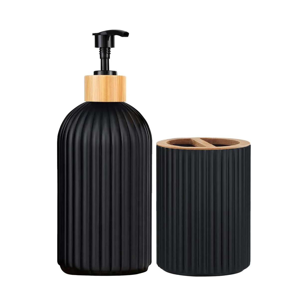 ensemble produits salle bain moderne flacon savon pot coton tige pot brosse dents brosse