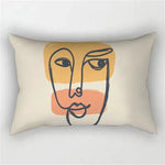 coussin rectangulaire moderne motif abstrait feuilles visages 100 polyester beige clair lit salon chambre