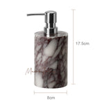ensemble salle bain marbre violet blanc élégant distributeur savon diffuseur huiles essentielles porte gobelet