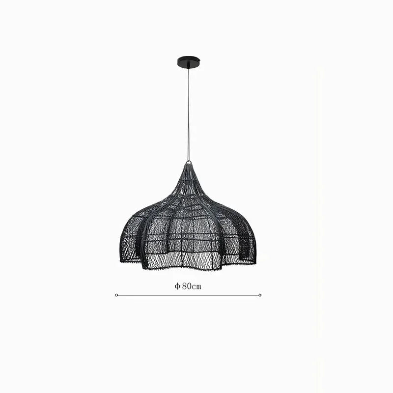 suspension lumineuse rotin tissée main boho rustique naturelle salon cuisine maison d'hôtes