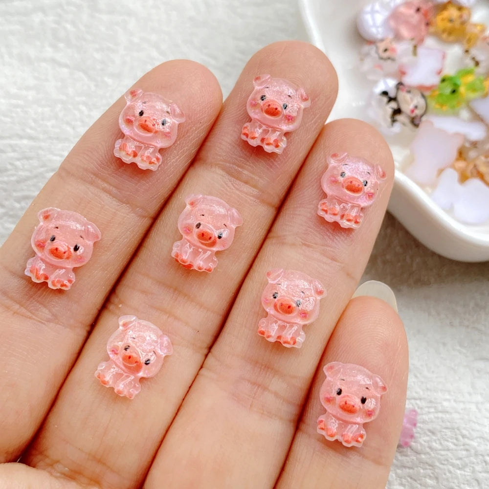 bijoux ongles animaux mignons résine cartoon grenouille rat chien singe vert bleu jaune rose