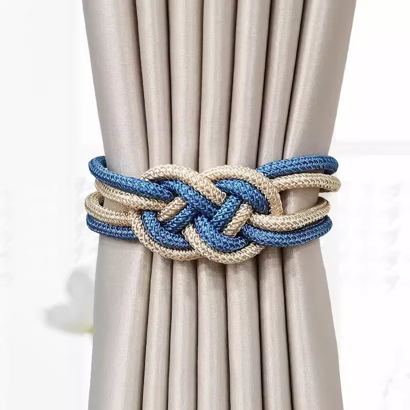 rubans fenêtres modernes aimants bleu doré tissés noeuds
