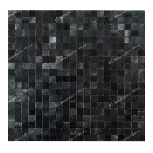 panneau decoratif mosaïque carreaux carrés finition métallique moderne noir gris argenté autocollant mural étanche