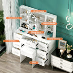 table maquillage moderne blanc miroir glissière éclairage led