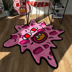 tapis cartoon rose motif visage antidérapant moderne original enfant tapisserie décoration intérieure toile joueurs