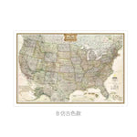 affiche murale carte états unis classique couleurs vives cadre noir détails cartographiques vintage maison