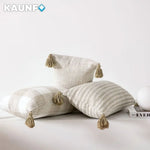 housses coussins carreaux beige blanc rustique 30x50cm 45x45cm décor canapé lit chaise voiture