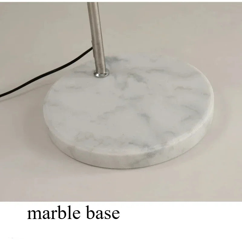 lampe led moderne blanc orange base marbre ampoule arc câble électrique fixation solide contemporain