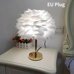 lampe table plumes moderne rose gris blanc décoration bohème éclairage original led certifiée vde