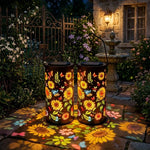 lanterne solaire jardin fleurs tournesols moderne couleur jaune rouge verte