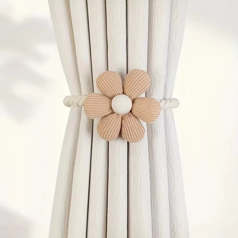 ruban magnétique fleurs décoratif tissu chanvre beige clair rustique moderne fixations magnétiques