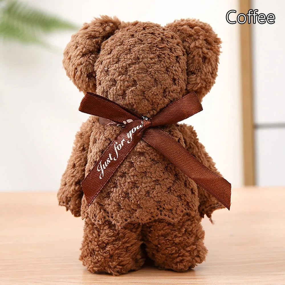 serviette ours peluche fourrure douce marron rouge blanc rose bleu clair beige jaune clair