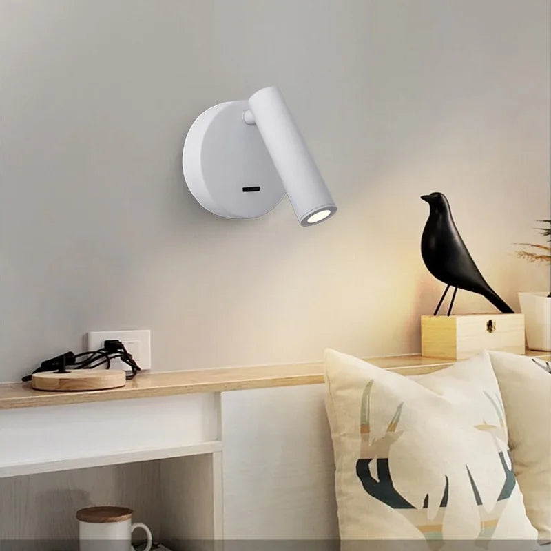 appliques murales led modernes réglables chambre salon entrée luminaire minimaliste rotation inclinaison bras orientable