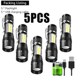 lampe torche rechargeable usb zoomable 10w led camping pêche urgence noire compacte métallique